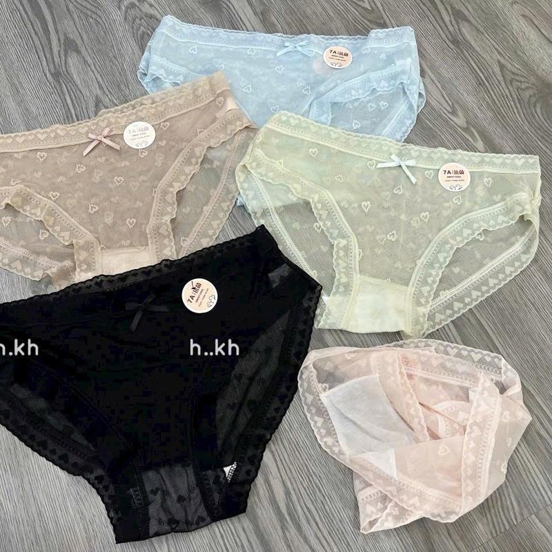 Combo 10 Quần Lót Nữ Ren Tơ Mềm Mịn Hình Trái Tim Đủ Size Đủ Màu Wonmen CÓ CHE TÊN SẢN PHẨM Nhung Voi Women Kem