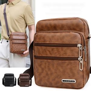 Men's Shoulder Bag Crossbody Bag, Faux Leather Casual Business Bag, Multi-layer Phone Wallet Holder, Everyday Use Bag