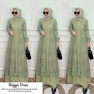 Hayya Dress New Brukat Gamis Muslim BCB Ceruty Wanita