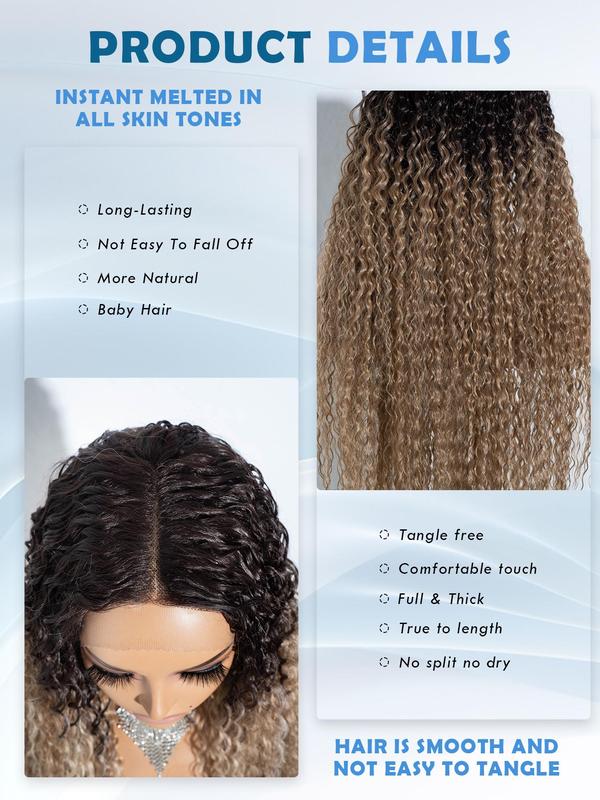 28 Inch Long Coily Wigs for Women, Gorgeous Fluffy Wigs without Bangs, Synthetic Lace Front Wigs for Party, Daily Use 5