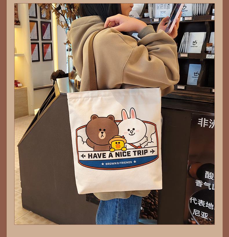 Product Introduction of Official Brown Bear Canvas Bag 2025 New Student Artistic Shoulder Bag| Men's Study Tote 10