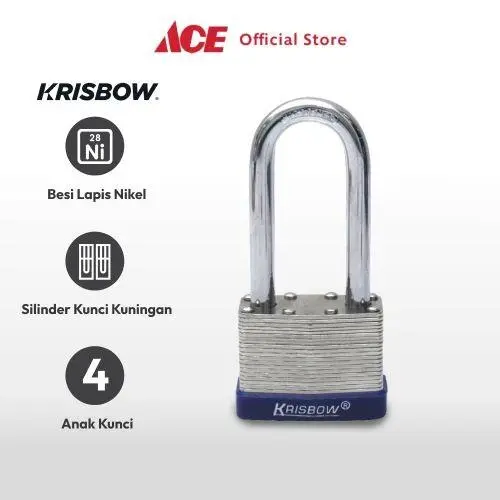 Krisbow Gembok Besi Laminasi Shackle Panjang 5 Cm