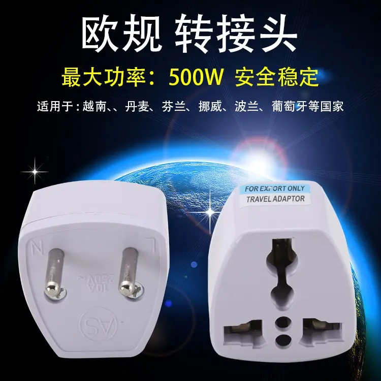 Đầu chuyển đổi phích cắm điện 3 chấu dẹt tròn chéo sang 2 chấu, đầu nối chia chuyển ổ điện 2 chân thành 3 chấu dẹp xéo 6