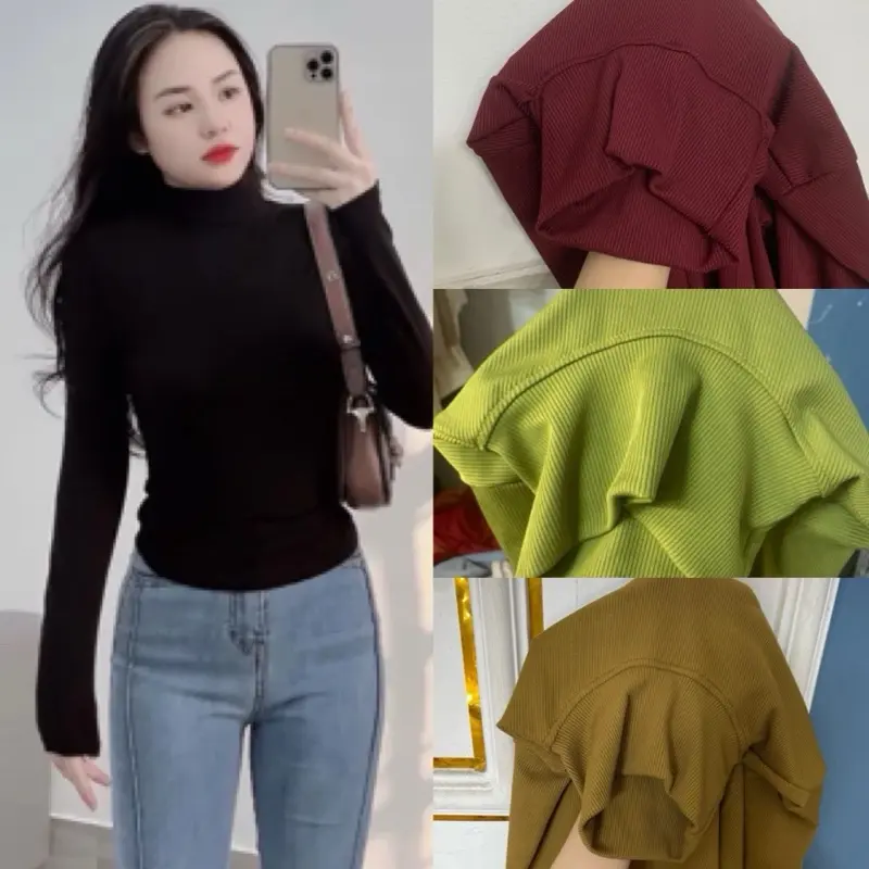 COMBO 3 ÁO CỔ LỌ SIZE 1 FROM DÀI GÂN TĂM LẠNH CỔ 7P 40-52kg (53-55kg CAO GỌN NGƯỜI)