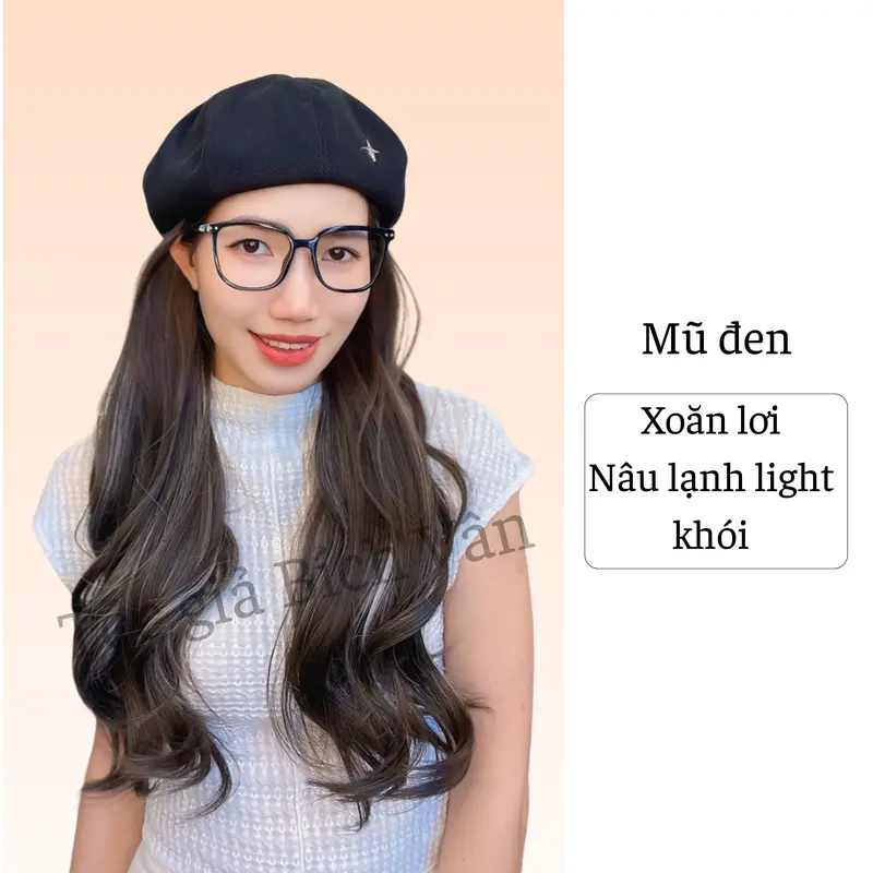 Tóc giả có mũ đội thời trang Bích Vân , mũ nồi tóc giả Hàn Quốc 3
