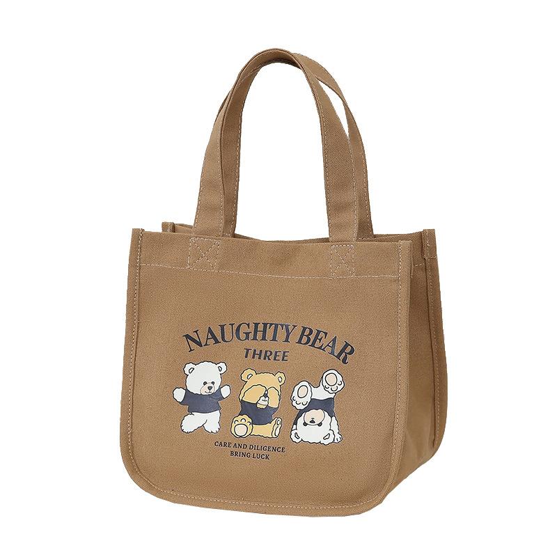 Product Introduction of Cartoon Cute Printed Pattern Canvas Handbag Office Worker Lunch Bag Tote Bag Picnic Drink Bag Portable Outdoor Food Bags 32