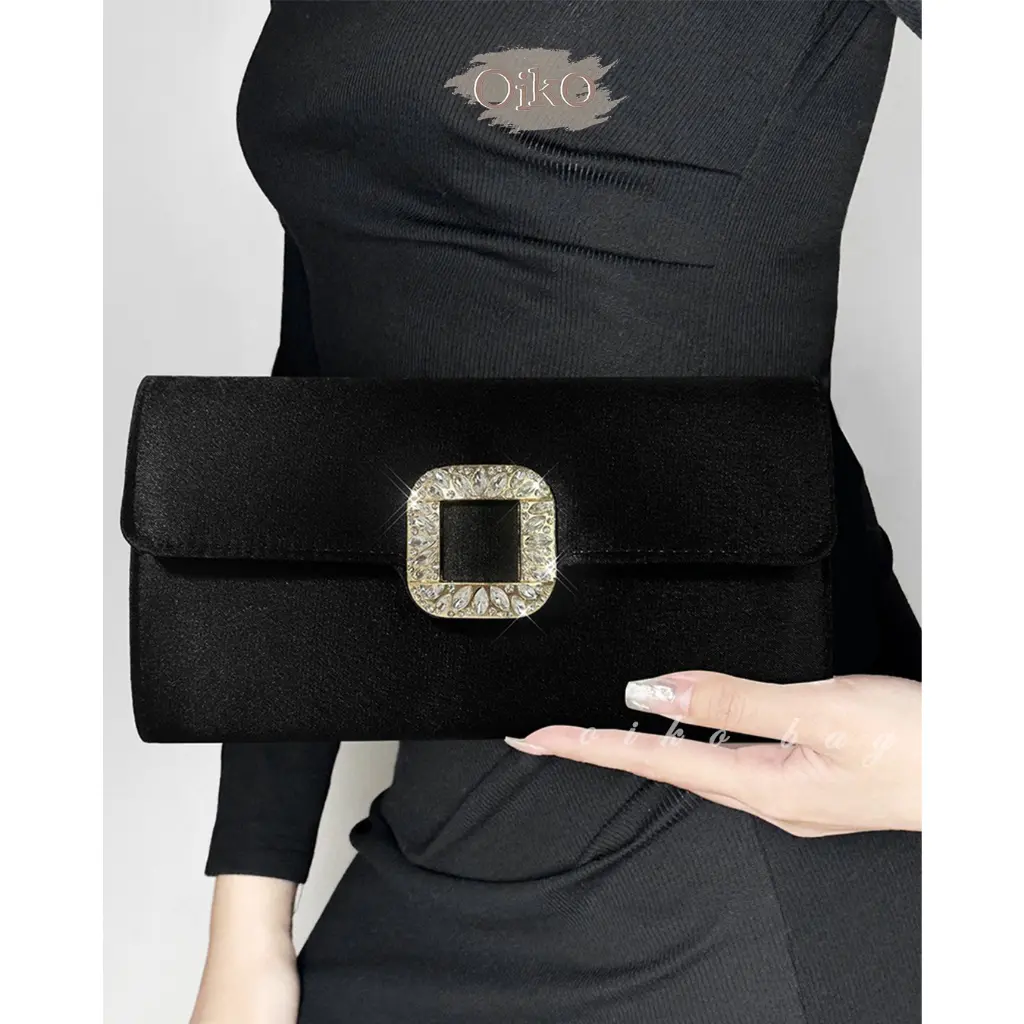 OIKO Elea Clutch Tas Pesta Wanita Clutch Suede Diamonds Untuk Kondangan Perempuan Party Bag Wedding Gift Kado Seserahan Nikahan Hantaran Bridemaids Mewah Elegan Import Korean Style