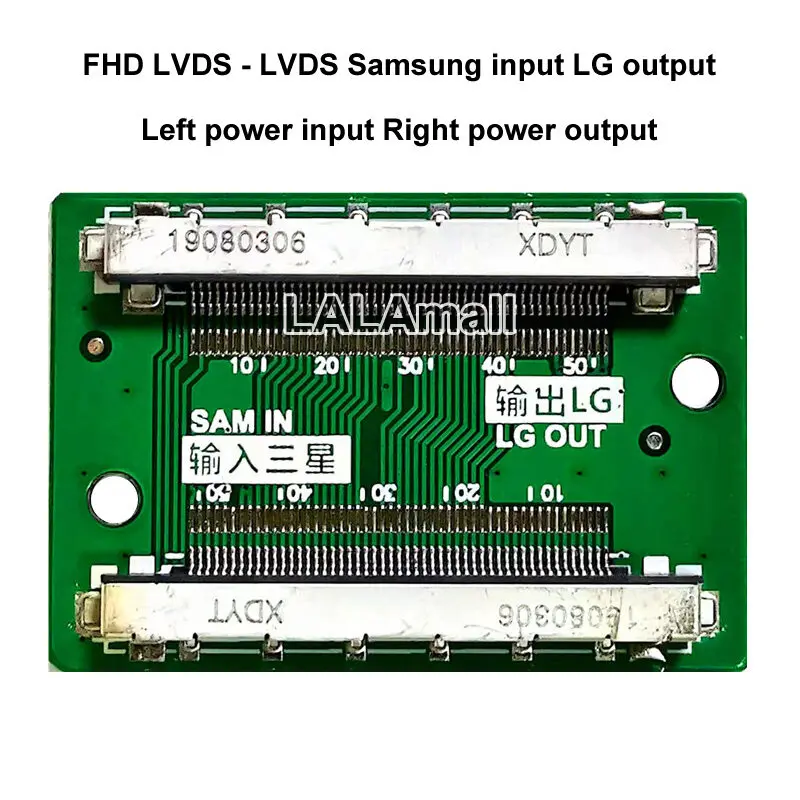 1pc FHD FPC Board to FHD LVDS Panel LVDS Adapter Board SAM-IN LG-OUT Left Power Input Right Power Output / LG-IN SAM-OUT Right Power Input Left Power Output