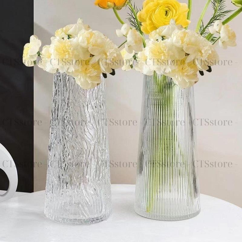 Lọ hoa thủy tinh vân sọc sang trọng CTSstore  - Cao 21.5cm | Miệng 7cm | Thủy tinh dày viền mạ vàng 6