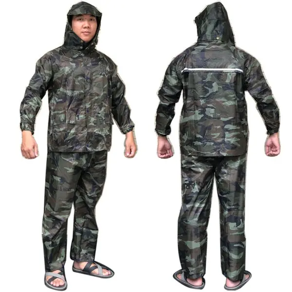 Bộ Quần Áo Mưa Vải Dù Rằn Ri Chống Thấm áo  mưa áo mưa bộ  kyt áo  mưa