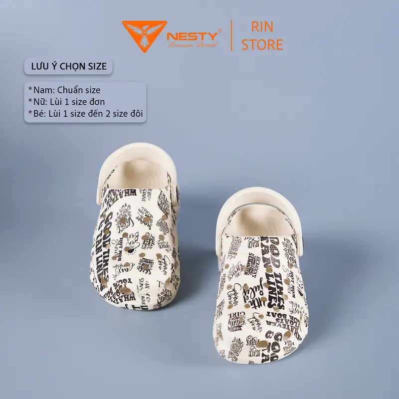 Dép Sục Nesty hot trend cao cấp full size gia đình in hoạ tiết chữ NE01-2 1