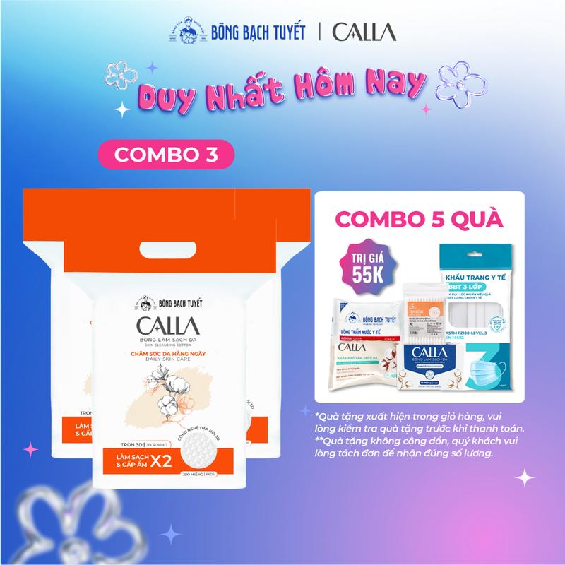 Combo 3 Bông tẩy trang làm sạch da Bông Bạch Tuyết Calla 3D 200 miếng/gói Skincare Chăm Sóc #Dachamsocdamat, #makeup, #bongtaytrang Mỹ Phẩm Cosmetic Mascara Trang Điểm Nữ nướctaytrang bông  tẩy