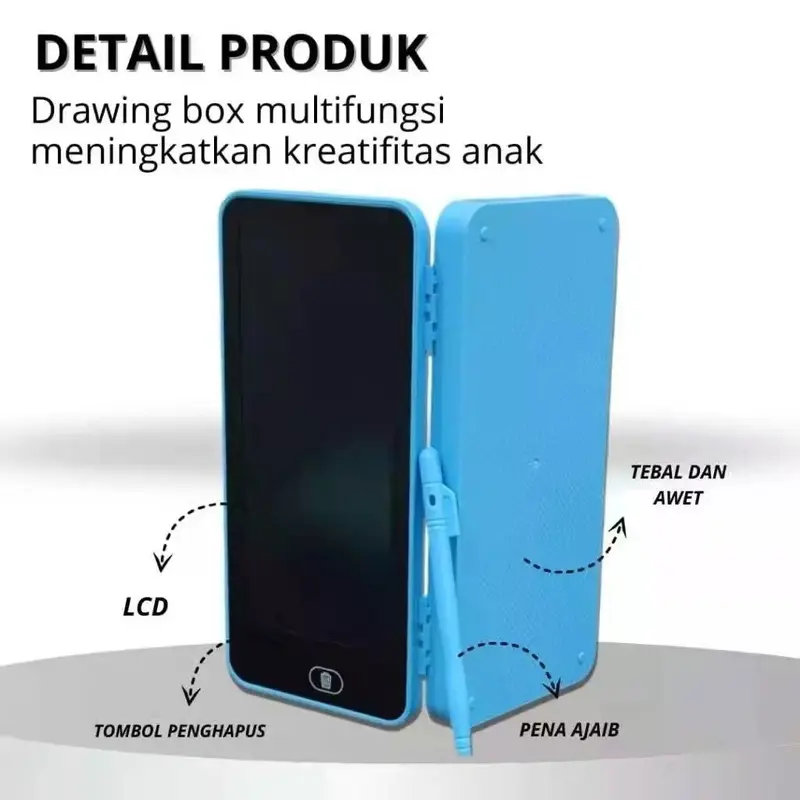 Kotak Pensil dengan Papan Tulis Digital Interaktif / Drawing Box Kotak Pensil Multifungsi 2 in 1, dapat dicoret dan hapus 6