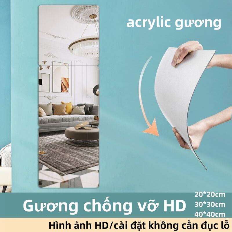 Gương Toàn Thân Dán Tường Gương Dán Tường Dán Tường Chống Vỡ Soi Toàn Thân, 20cm-30cm Dán Tủ Quần áo, Hình Vuông Decor Decor Phòng