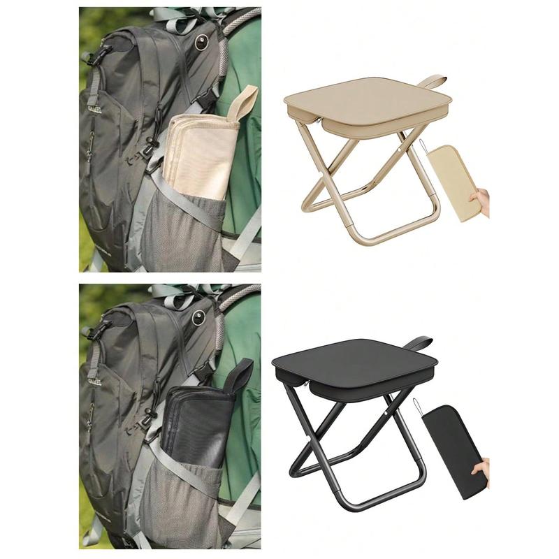 1pc Outdoor Folding Chair, Portable Stool For Outdoor Camping Travel Vacation And Fishing, Small Stool With Adjustable Zipper 0