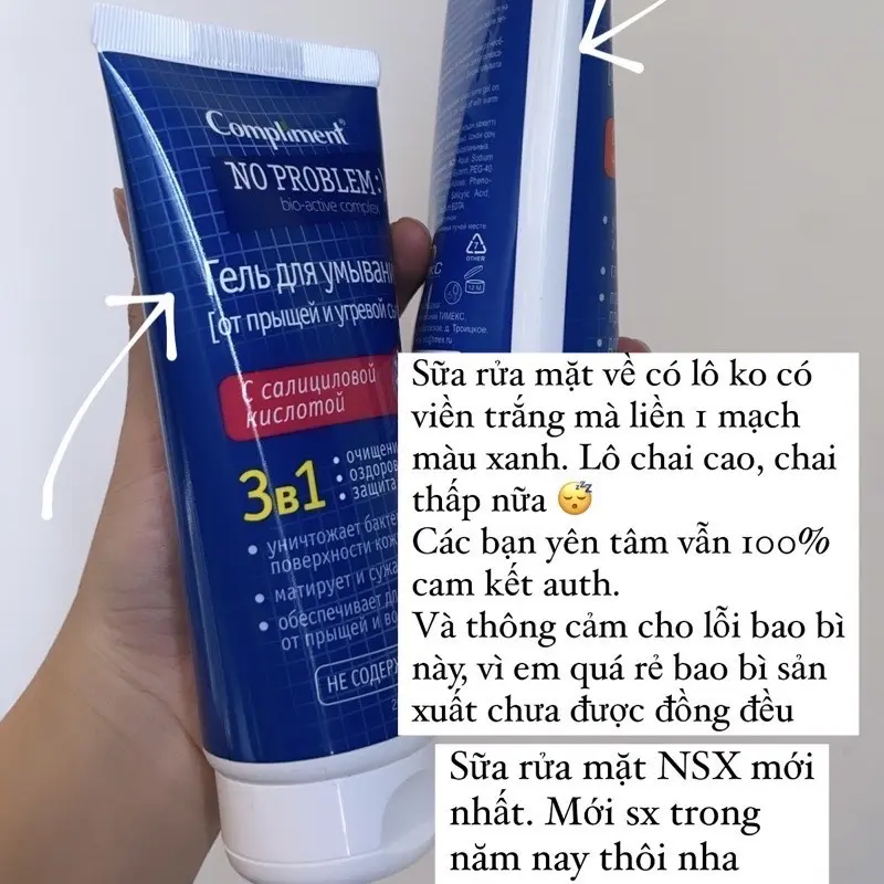 COMBO 2 CHAI Sữa rửa mặt BHA Compliment No Problem làm sạch sâu 200ml [Hàng Cty] compliment srm 1