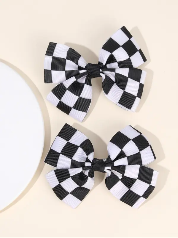 Checkerboard Pattern Bow Decor Hair Clip, Cute Hair Accessories for Girls, Minimalist Headwear Suitable for Thick Hair, Fashion Hair Accessories for Party, Daily Clothing Decor 2