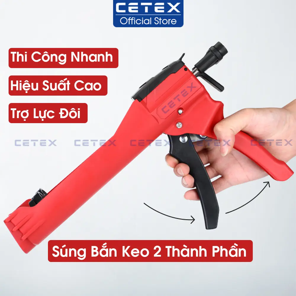 Dụng cụ bơm keo chà ron 2 thành phần, dùng cho keo chít mạch epoxy dung tích 400ml, dòng trợ lực đôi thế hệ mới
