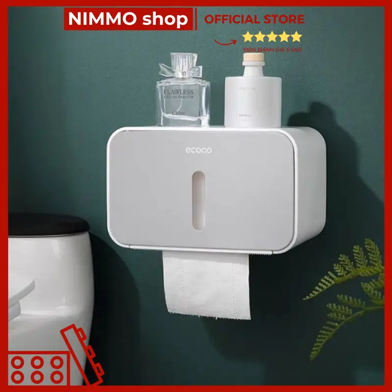 Hộp Đựng Giấy Vệ Sinh Chữ Nhật Dán Tường Cao Cấp Chống Nước, Tiện Lợi Nimmo Shop Nhà Tắm, Toilet 4