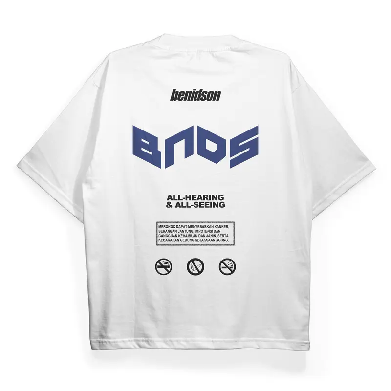 BENIDSON Oversized Tshirt White Attention Kaos Katun 0