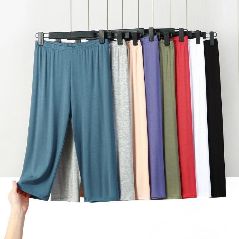 Product Introduction of Women's summer cropped pants modal thin home cotton plus large size high waist slim pajamas Loungewear Nightwear Womenswear Lingerie Homewear Pjs Trouser Basic Minimalist 2