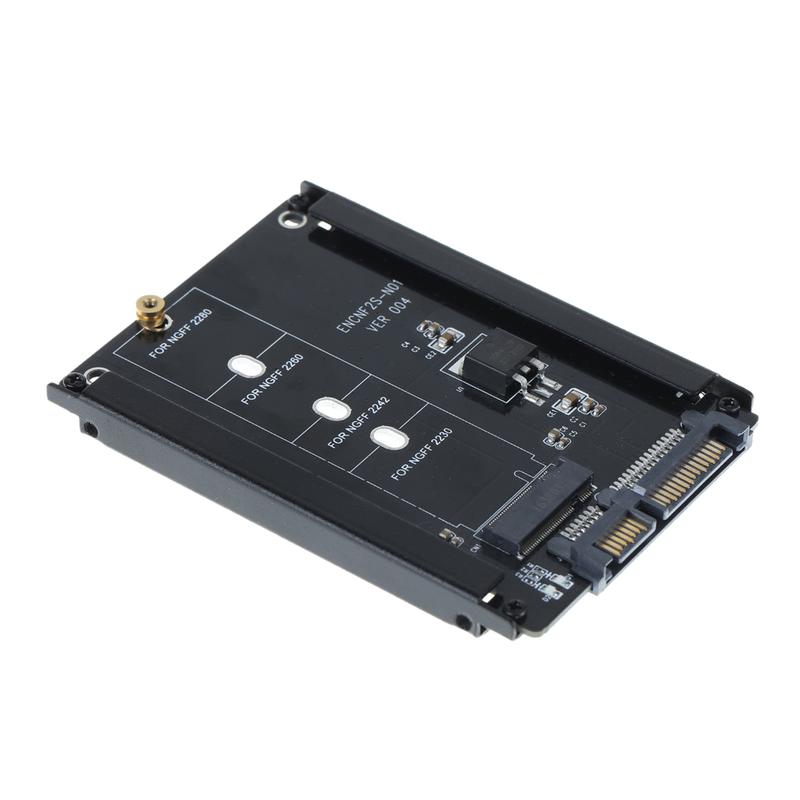 Black Case B+M Socket 2 M.2 NGFF (SATA) SSD to 2.5 SATA Adapter for 2230/2242/2260/2280mm M2 SSD 1