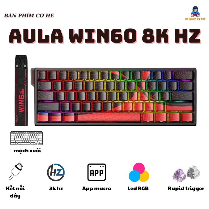 Bàn phím cơ gaming AULA WIN60 - Magetic Switch - Rapid Trigger - Led RGB - Có APP tùy chỉnh - Tặng kèm móc cài