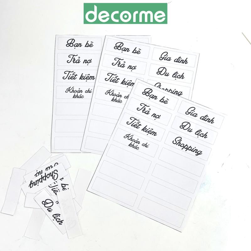 Phụ kiện tổng hợp sổ tiết kiệm sổ tay chi tiêu in chữ cắt sẵn