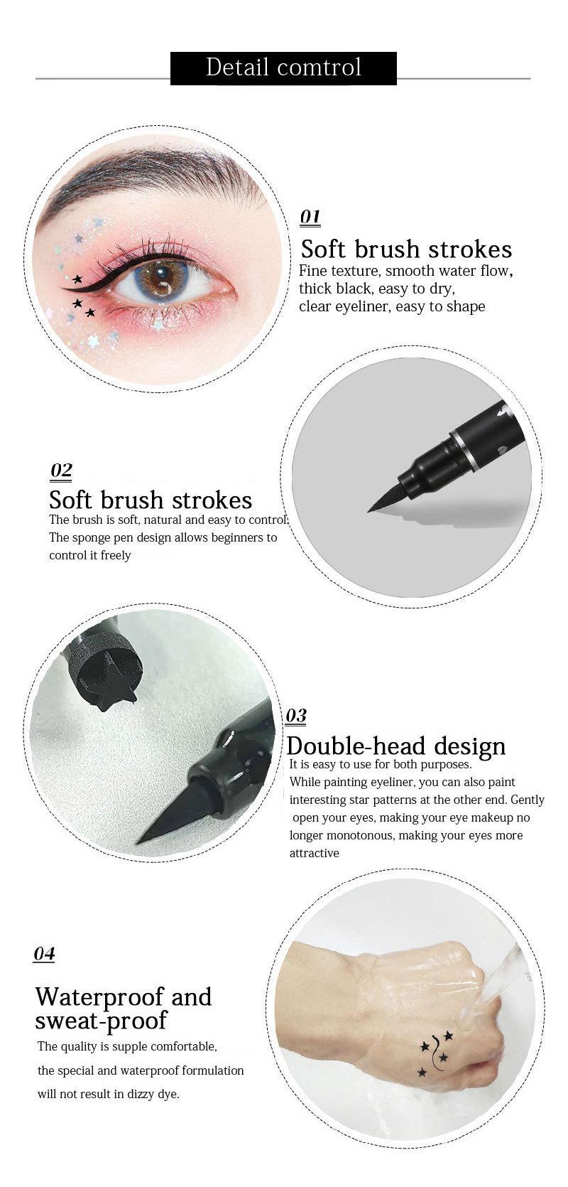 Product Introduction of DoubleHeaded XINGX Seal Eyeliner Waterproof Novice Love Plum Blossom Embellished Eye Corner Eye Tail Eyeliner 5