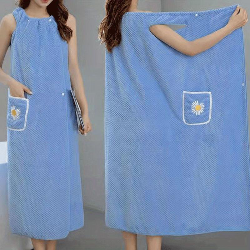Product Introduction of Women's Flower Pattern Bath Towel Wrap, 1 Count Quick Drying Spa Wrap Towel With Thick Straps, Absorbent Bath Towel For Home Bathroom 14