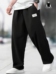 【 Talla grande 】 Pantalones de chándal de pierna recta de color sólido para hombre, pantalones casuales cómodos y transpirables para uso diario, pantalones de hombre para el verano