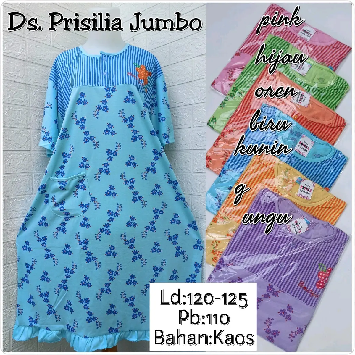 Daster Kaos Prisilia Jumbo (105rb dapat 3)