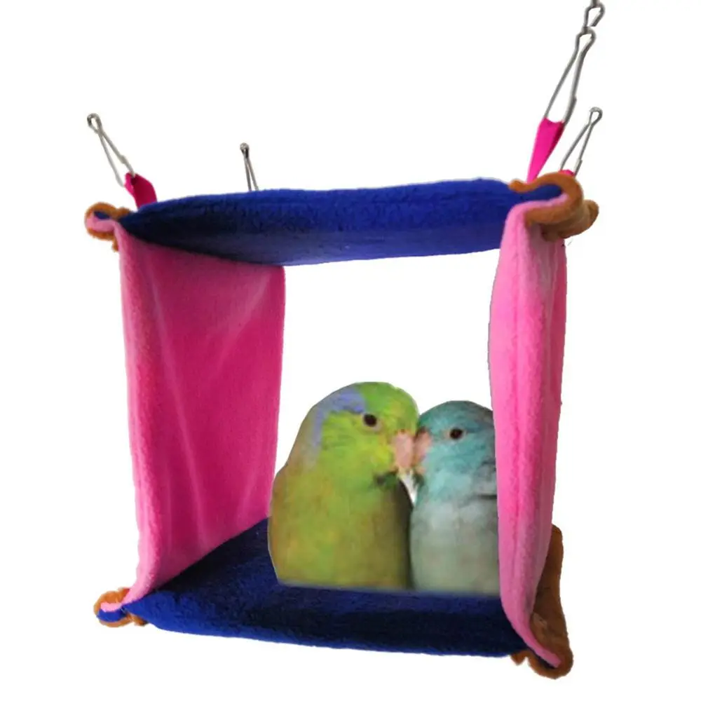 Square Soft House Hanging Hut Cave Bird Bed Tent Parrot Toy Hammock