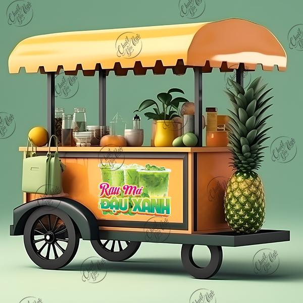 Hình dán rau MÁ ĐẬU xanh dán tường decor trang trí xe đẩy quán nước trà sữa cà phê hình sticker decal giải khát 5