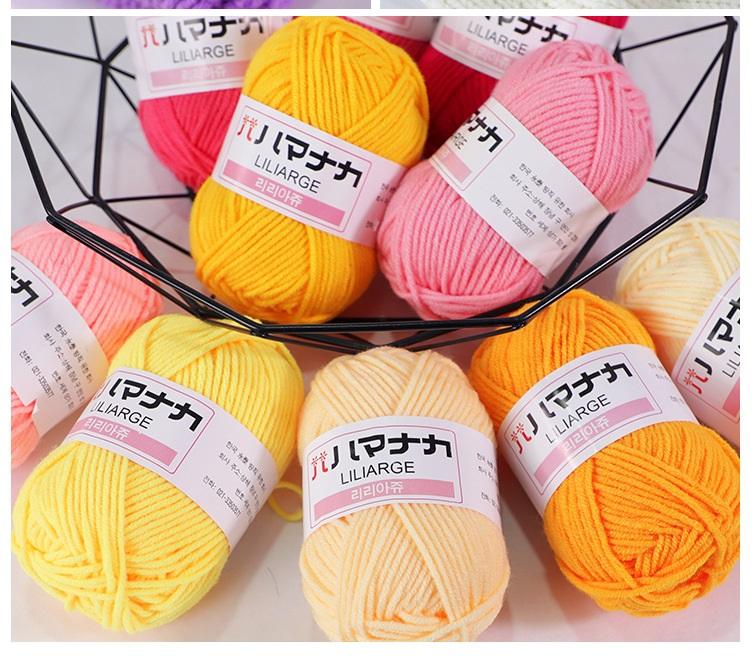 Len milk cotton hàn quốc 25gr Diy, cuộn len móc cho người mới bắt đầu bao gồm 52 màu