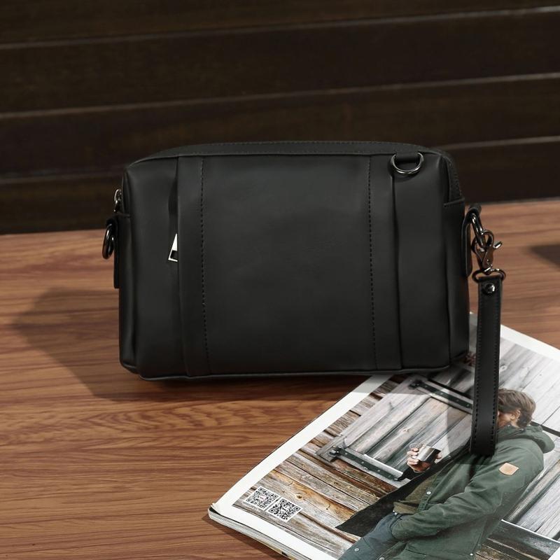 Tas Selempang Pria Kulit Tas Tangan Clutch Bag Pria PRAHA BLACK hitam cowok 4