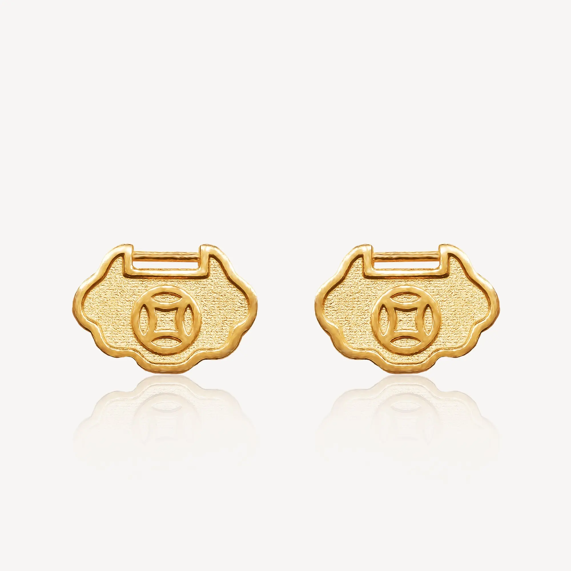 916 Gold Ruyi Coin Earring