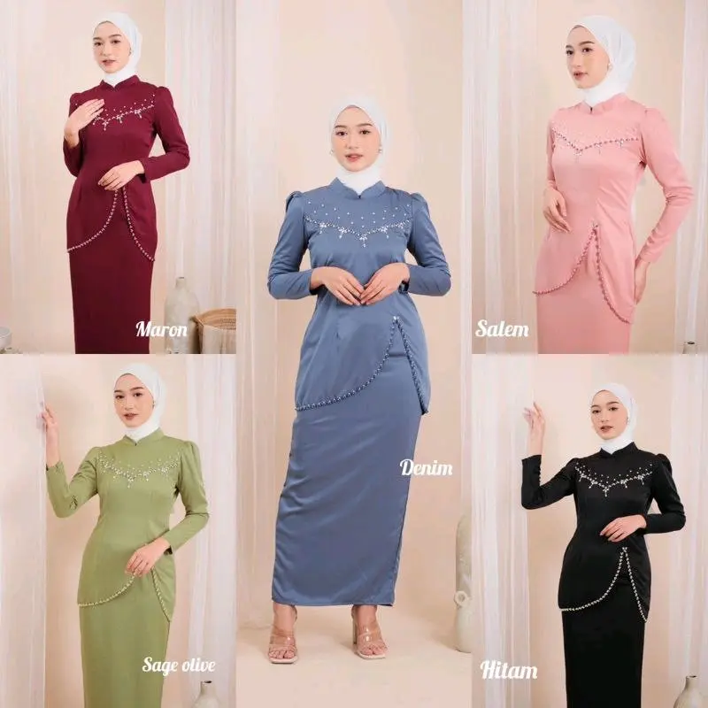 Felicia Set Baju Kurung Melayu Malaysia Terbaru Wanita Atasan Karet 1