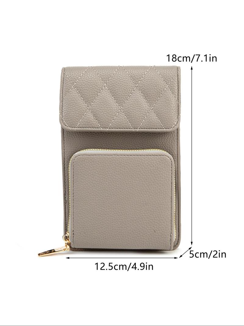 Product Introduction of Fashionable Argyle Quilted Detail Crossbody Bag, Casual Plain Phone Wallet Bag with Adjustable Wide Shoulder Strap, Simple All-match Bag for Daily Life 8