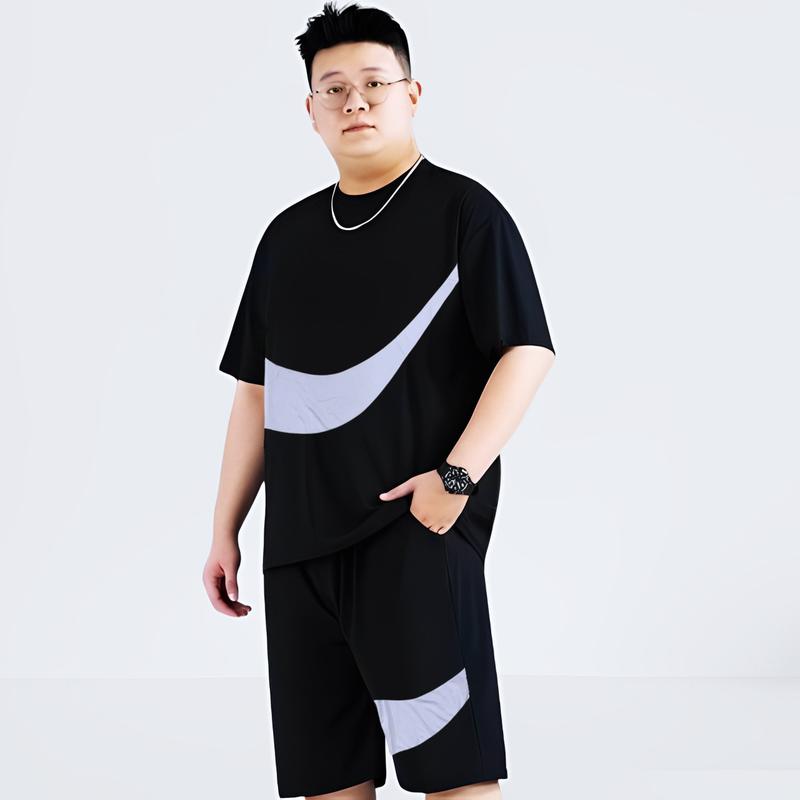Bộ quần áo nam cổ tròn tay ngắn thể thao 33Kg-123Kg Bigsize chất thun lạnh co dãn mát Menswear Sport Tập Thể Dục Áo Thun Chạy Bộ Tập Gym Top