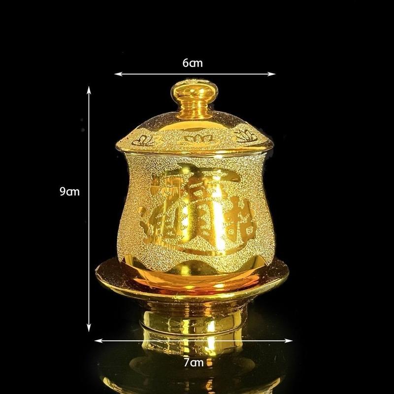 Hũ kim Sa đựng Nước Muối Gạo Thờ Cúng Kim Sa Vàng, Hũ đựng muối gạo trên ban thần tài, gia tiên Đựng Gia Vị