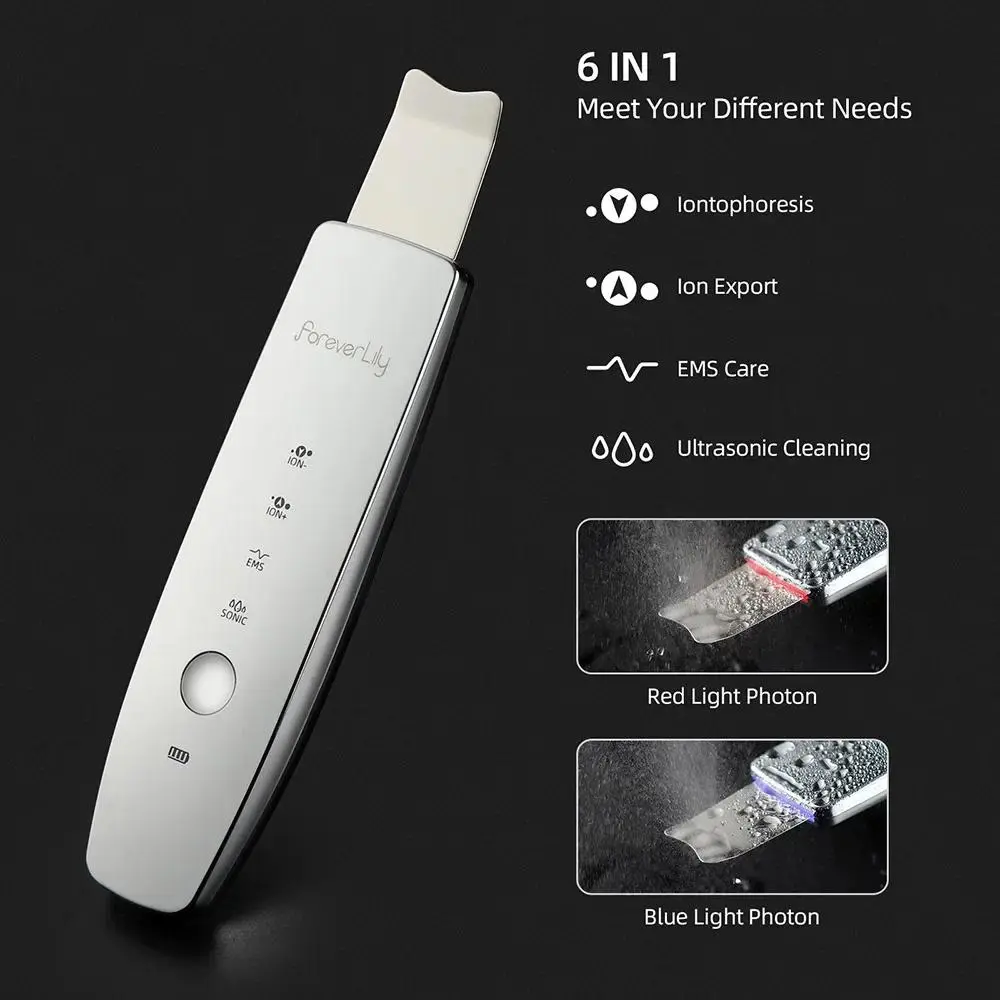 Ultrasonic Skin Scrubber Vibration Face Spatula Blackhead Ance Remover Facial Scrubber Shovel Clean Cavitation Peeling Face Lift