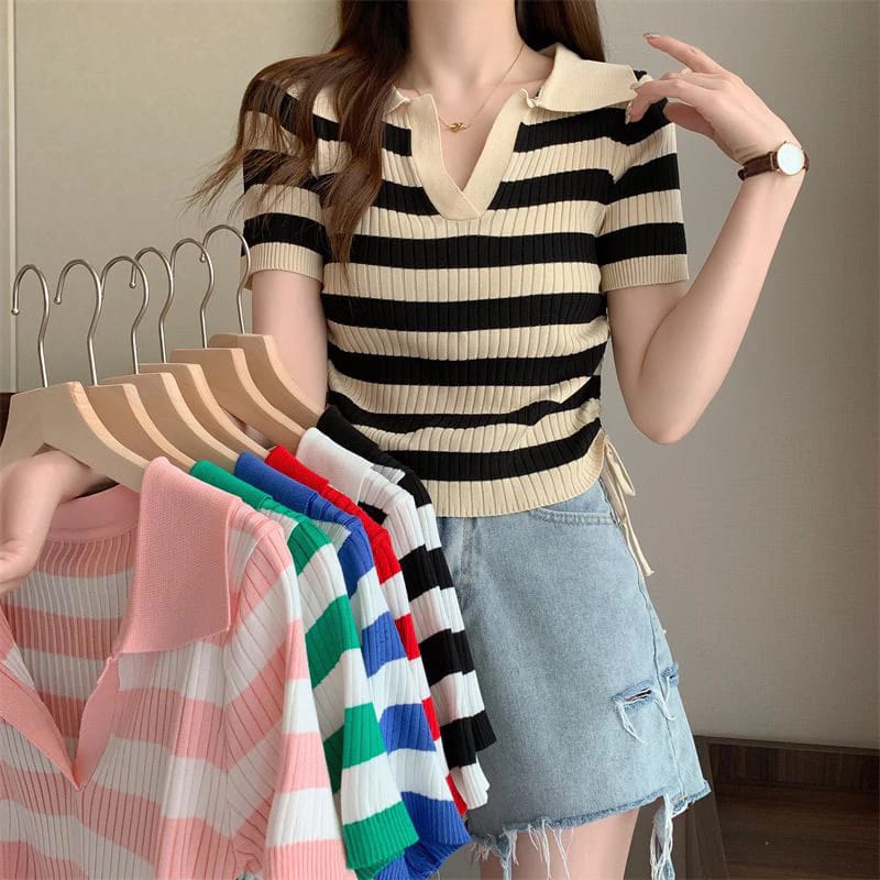 Belleza Outlet baju outfit cewek baju atasan wanita baju Rajut Kaos Keisha Salur Tali knite