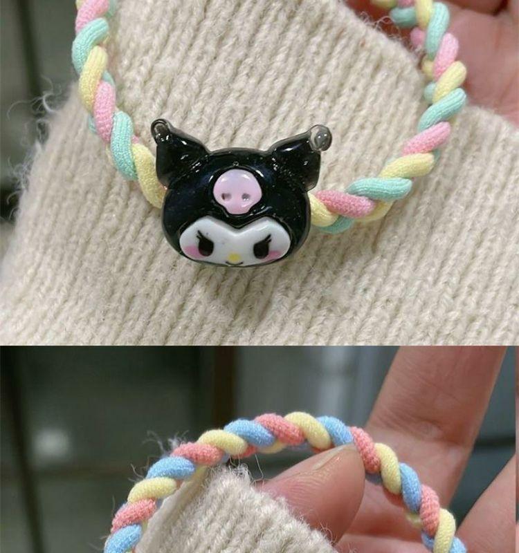 Product Introduction of New Cute Sanrio Hair Tie Elastic Band Ins Style Braided High Elasticity Hair Ring Hair Rope Mori Style New Ponytail Holder 7