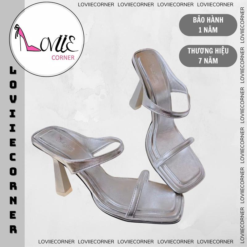 LOVIIECORNER - GUỐC CAO GÓT NỮ MŨI VUÔNG HỞ HẬU - QUAI NGANG MẢNH GÓT TRỤ LOE CAO 9 PHÂN - 7 PHÂN - DD230762 - DD240734 GiàY Shoes DéP Sandal Quai Ngang