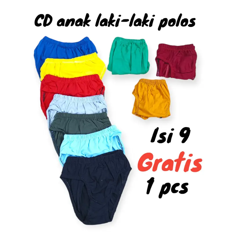 Paket 9 Bonus 1 Pcs CD Celana Dalam Anak Remaja Bahan Katun Motif Polos Terbaru Fashion 0