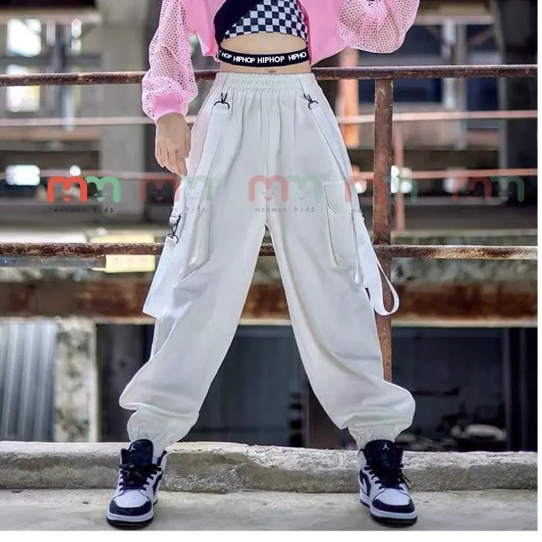 Quần túi hộp cho bé gái dáng jogger hiphop chất Dù kaki thoải mái