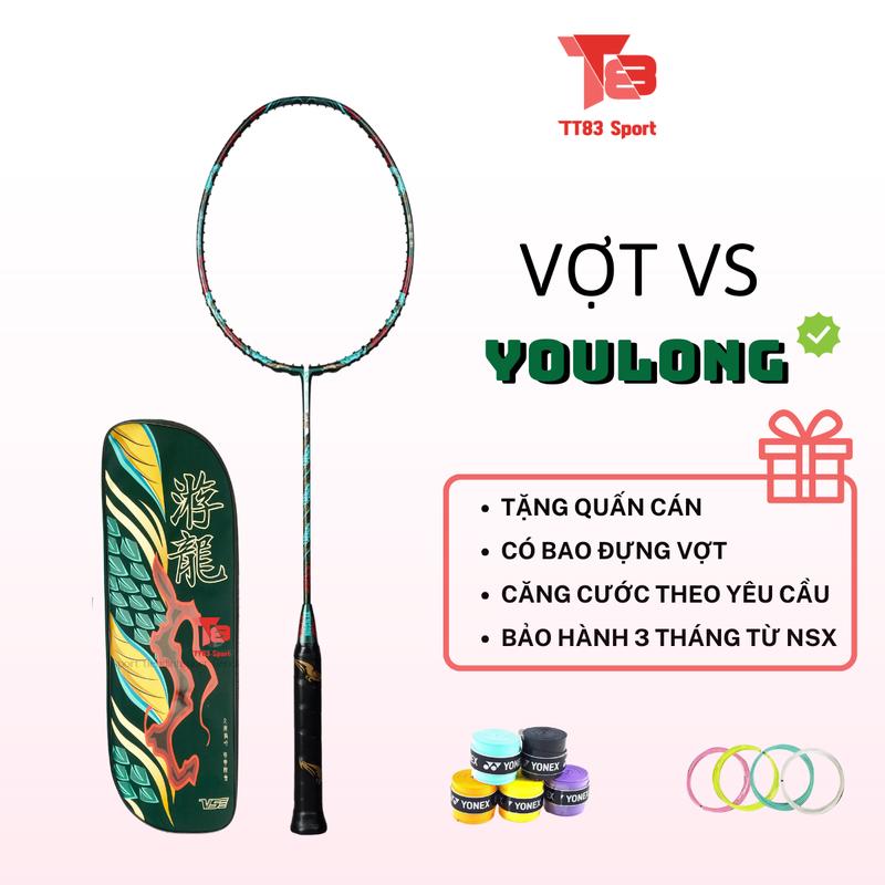 Vợt cầu lông VS Youlong Rồng Xanh | Uy lực tấn công (Tặng cước + Cuốn cán + Túi) Cán Vợt Sport