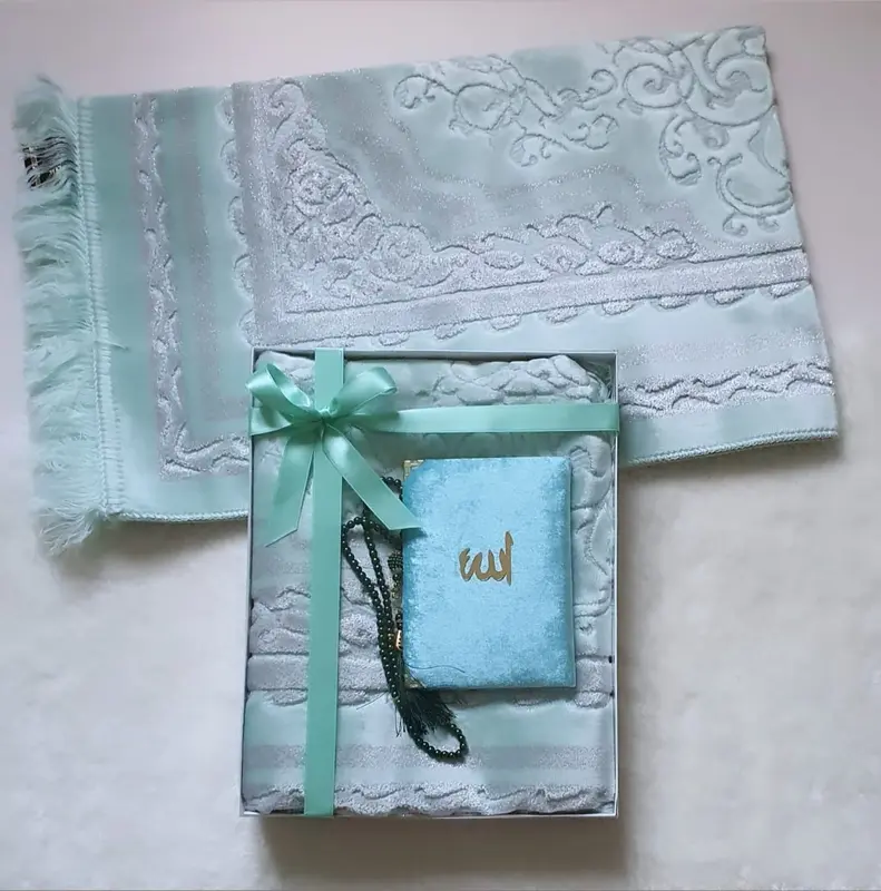 Dua Thick Prayer Mat with Yasin Dua Book for Eid Ramadan and Nikaah Nikkah Hajj Gift 3