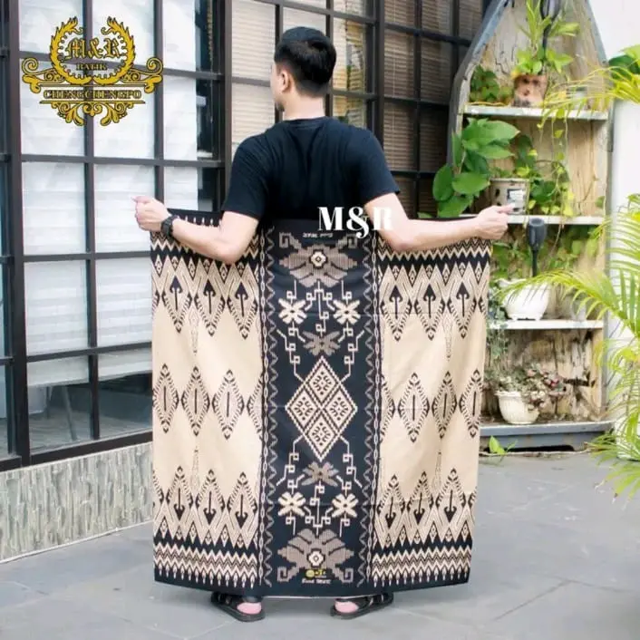 Sabiq - Sarung Batik exclusive Rayon Super - Motiv Lampion Prada Hitam Navy Dewasa Katun Muslim Motif Pekalongan 5
